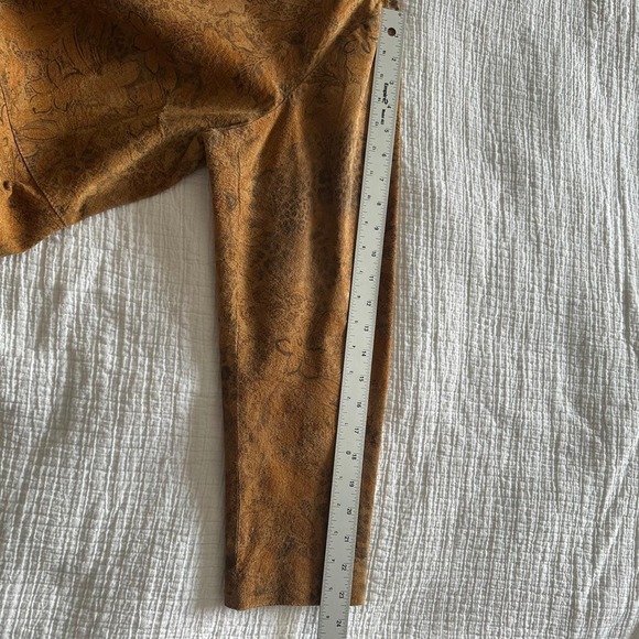 Coldwater Creek Vintage 100% Leather Floral Leopard Print Trench Coat Jacket L